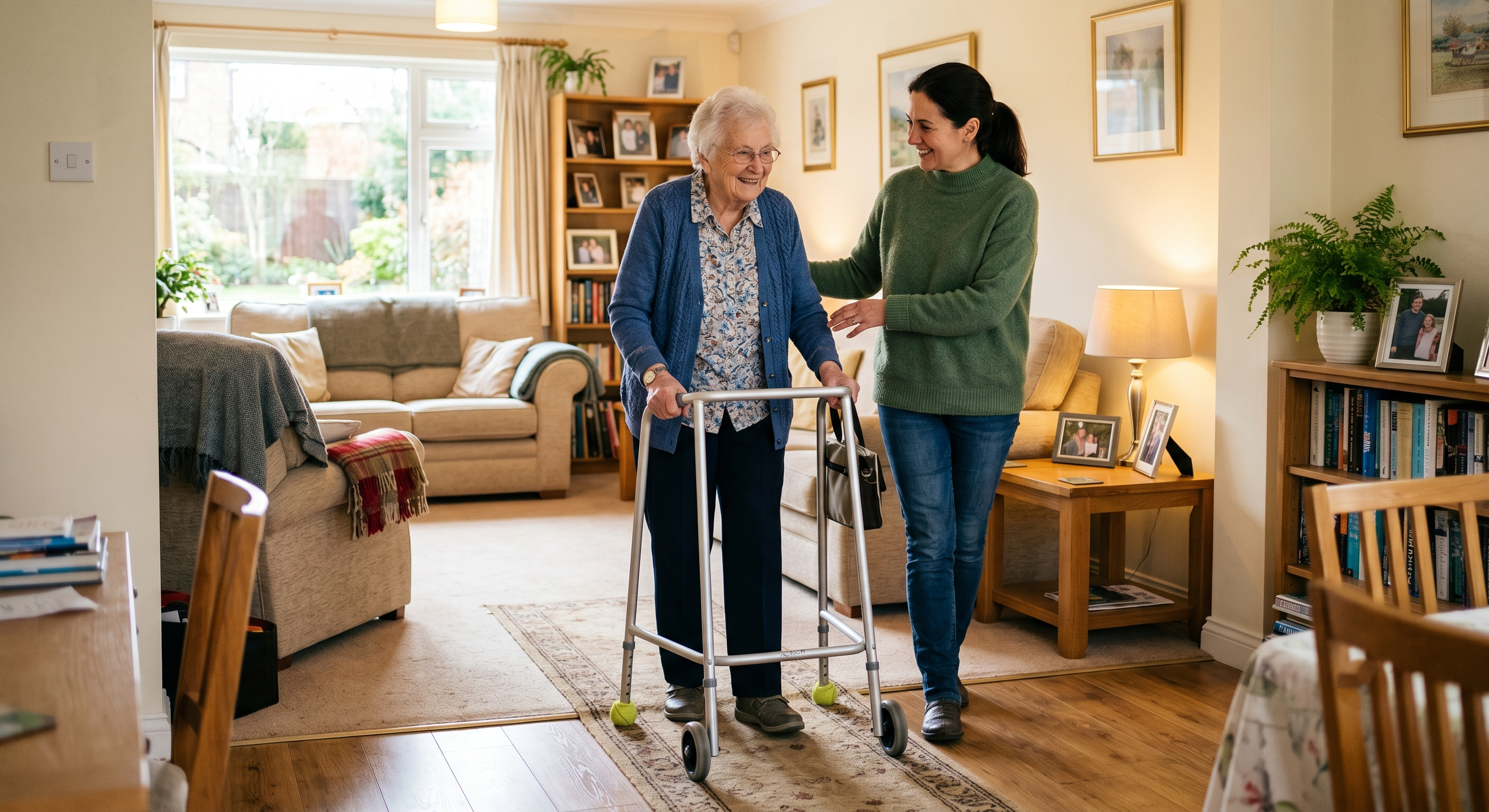 walker for elderly woman being used safely at home
